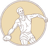 Track and Field Discus Thrower Circle Mono Line