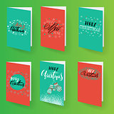 Set of christmas brochures templates. Vector Holidays cards collection. Hand drawn lettering elements.