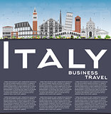 Italy Skyline with Landmarks and Copy Space.