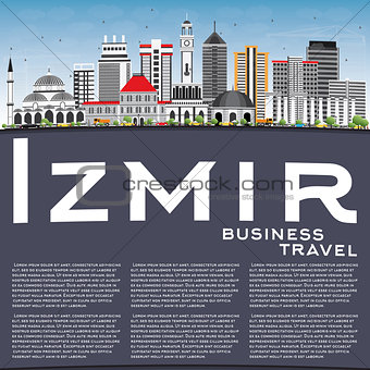 Izmir Skyline with Gray Buildings, Blue Sky and Copy Space.