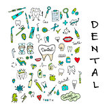 Dental clinic icons set, sketch for your design