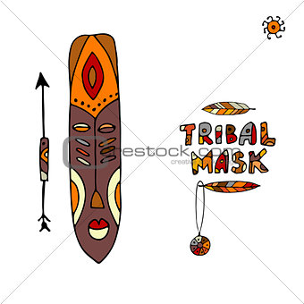 Tribal mask ethnic, sketch for your design