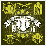 Baseball tournament vector emblem for t-shirt