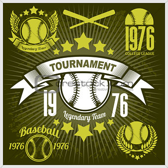 Baseball tournament vector emblem for t-shirt