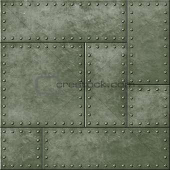 metal military green seamless background with rivets