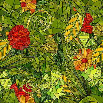 hand drawn floral seamless pattern
