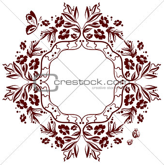 Monochrome frame floral ornament