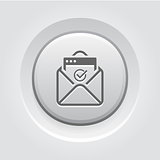 Confirmation Letter Icon. Grey Button Design.