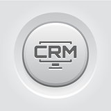 Desktop CRM System Icon. Grey Button Design.