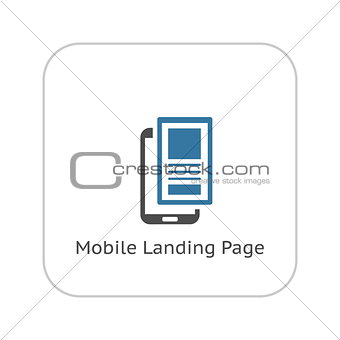 Mobile Landing Page Icon. Flat Design.