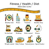 Weight Loss, Diet icons set.