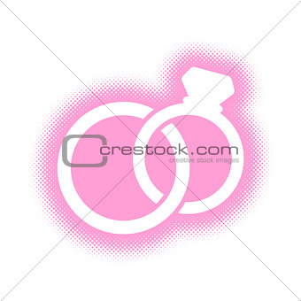 Vector wedding rings silhouette icon