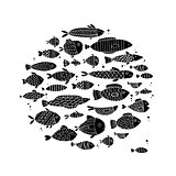 Art fish collection, sketch for your design