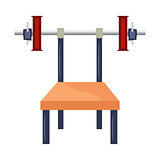 Cartoon bench press with weights