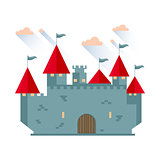 Cartoon fairy tale castle tower.