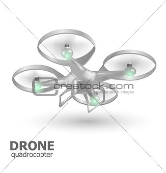 flying drone quadrocopter logo template. Vector illustration