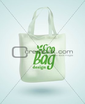 Eco Fabric Cloth Bag Tote Isolated on White Background. Care about the Environment. Vector illustration