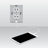 white smartphone charged usb