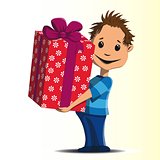 Happy little boy gives a great gift