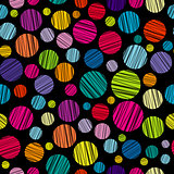 Seamless pattern with colored hatched circles