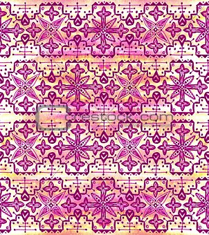 Ethnic seamless pattern. Boho pink ornament. Repeating background.