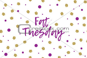 Mardi gras greeting card with violet and gold dots