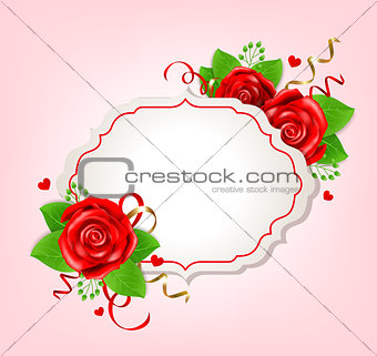 Romantic banner with red roses