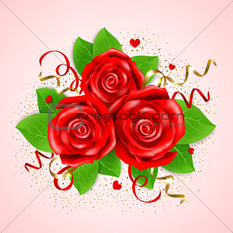 Decorative bouquet of red roses
