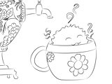 cartoon monster tea cup samovar coloring book