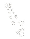 cute cartoon monster footprints behind him coloring book