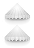 white conical awnings