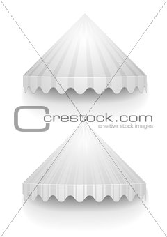 white conical awnings