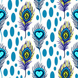 Peacock blue and green seamless vector pattern.