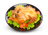 Roasted chicken on white plate