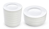 Stack of white plates isolated