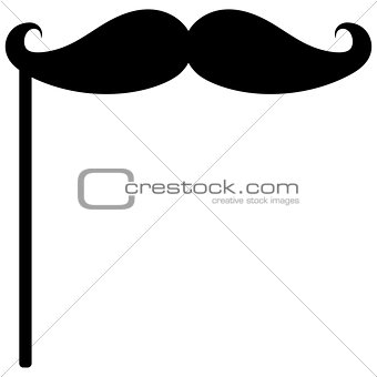 Black mustache on stick - icon.