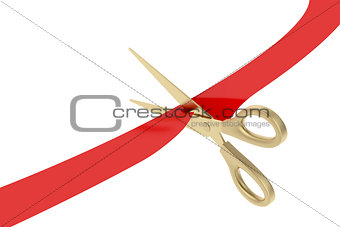 Cutting red ribbon