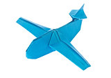 Blue airplane of origami.