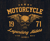vector emblem retro motorcyclist old skull