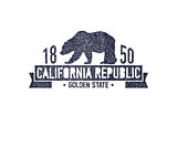 California t-shirt with grizzly bear. T-shirt graphics, design, print.