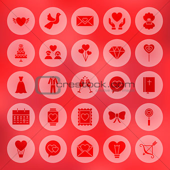 Solid Circle Love Heart Icons