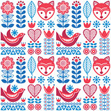 Scandinavian seamless folk art pattern - Finnish design, Nordic style