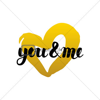 You and Me Handwritten Lettering