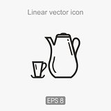 Linear icon teapot, cups and saucers