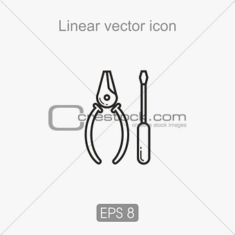 Linear icon pliers and screwdrivers