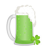 Green beer, icon flat style. St. Patrick's Day symbol. Isolated on white background. Vector illustration.