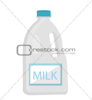 Milk in plastic bottles icon flat style. Isolated on white background. Vector illustration.