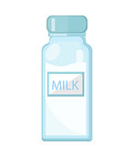 Milk in a glass bottle icon flat style. Isolated on white background. Vector illustration.