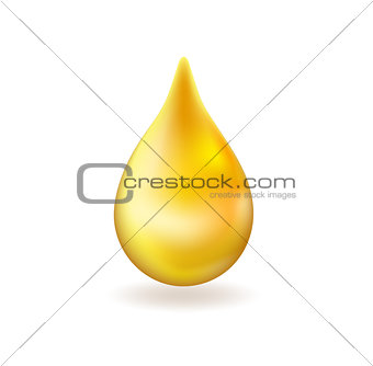Realistic yellow oil or honey drop. 3d icon golden droplet falls. Vector illustration.