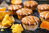 Carrot tangerine cupcakes with glaze and caramel topping 